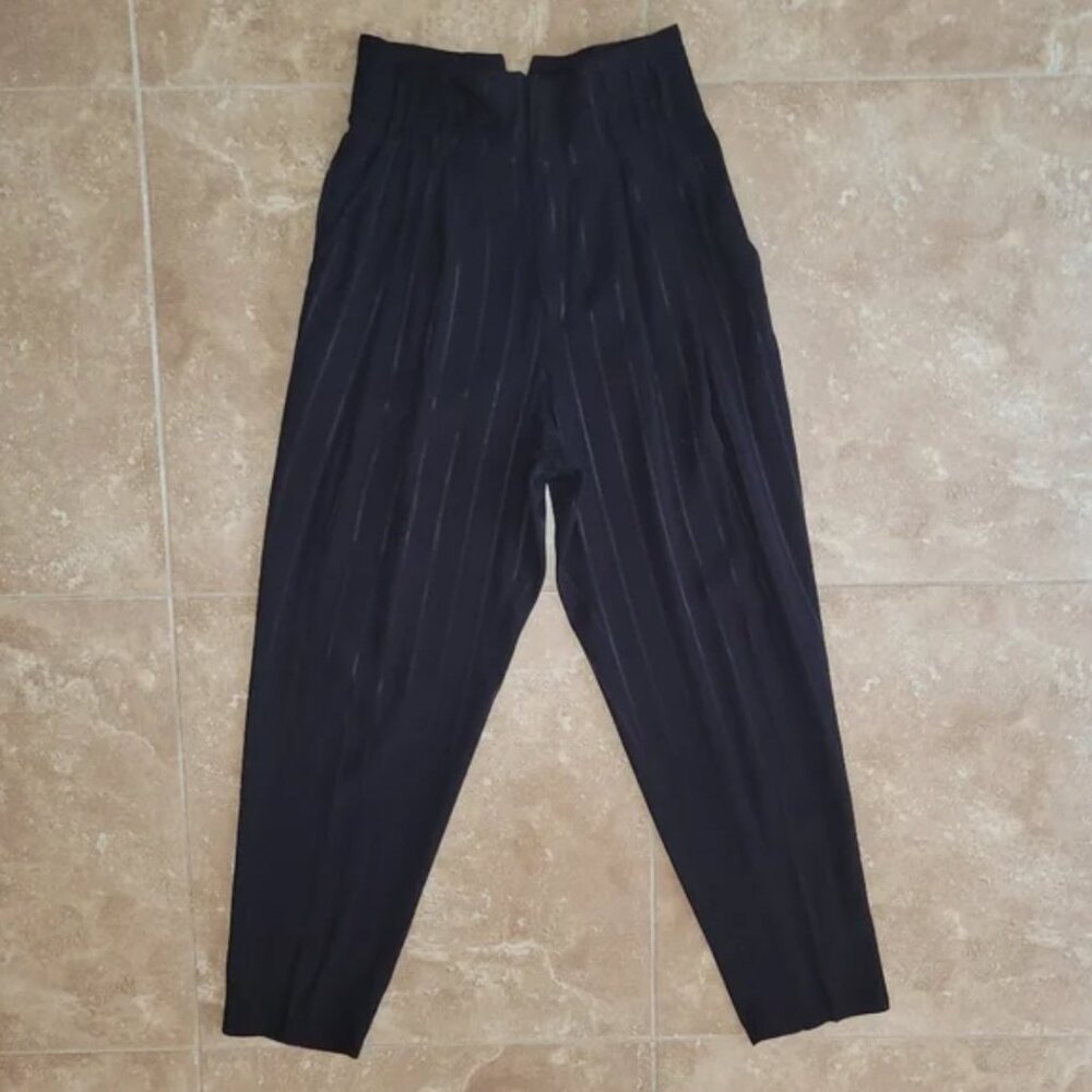 Paris Blue Vintage Black Vertical-Striped High Rise Pants - sz. 28"